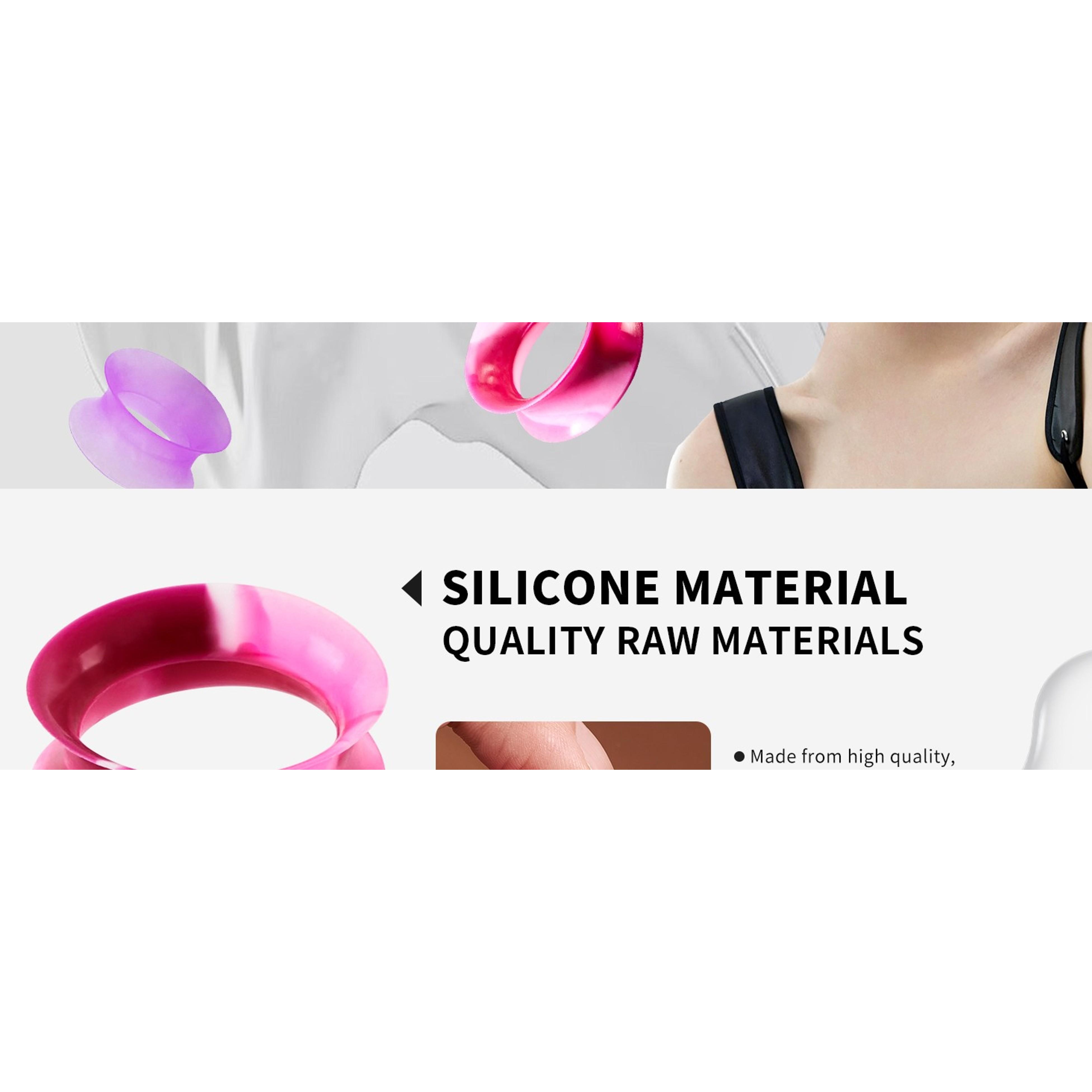 76 Pcs Soft Silicone Ear Tunnels/Plugs Kit Flesh Flexible Earring Gauges Double Flared Earlets Stretchers Expander Piercing Jewelry, 6MM-18MM
