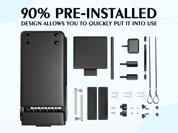 Foldable Pilates Reformer, Pilates Machine & Equipment for Gym Workout and Home Use, Suitable for Intermediate and Beginners Users Stretch Rope