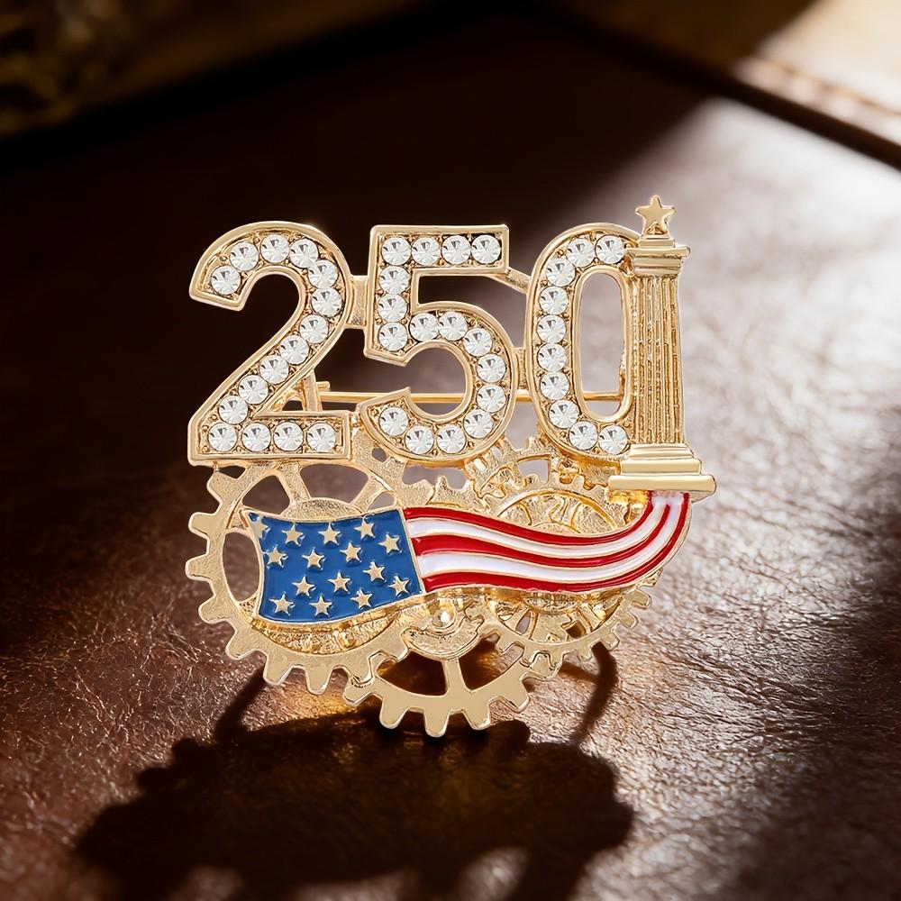 US 250th Anniversary Commemorative Brooch, American Patriotic Independence Day Pin for Men Women, Lapel Accessory for Suit Blazer Coat Collar