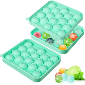 2 Pack Sphere Ice Cube Trays - 1.1" Small Round 36pcs Ice Ball Maker, Flexible Silicone Molds for Cocktails, Whiskey, Tea & Coffee - Easy Release & BPA Free (Green)
