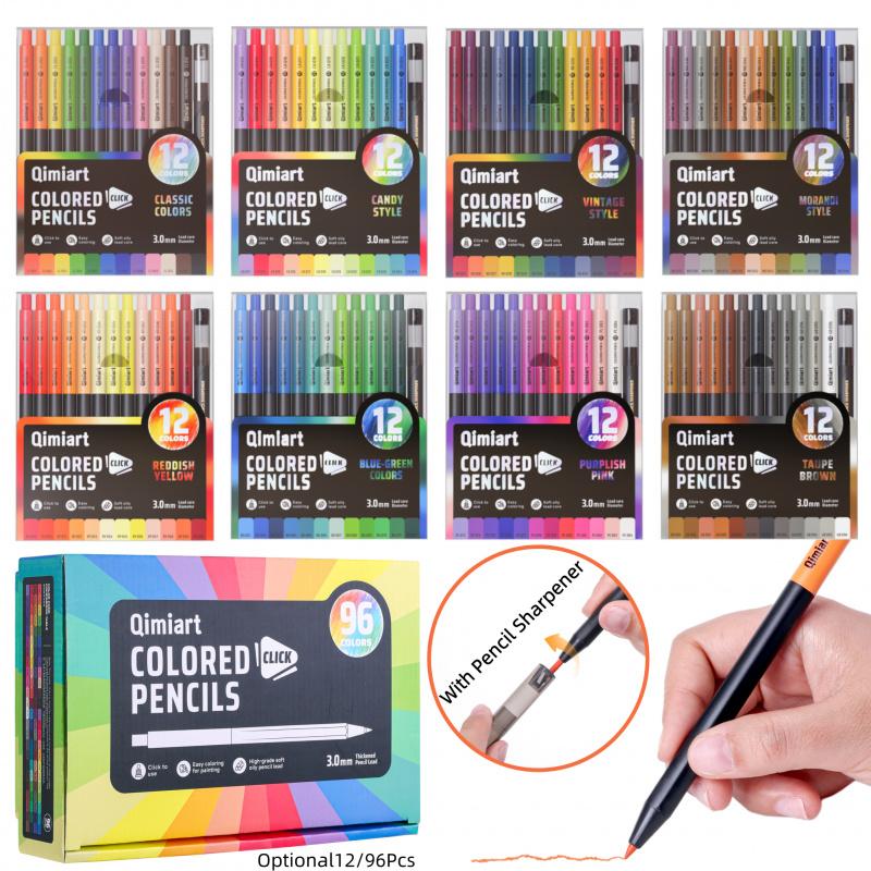 Mechanical Colored Pencils,  Assorted Colors,Mechanical Pencils with Sharpener, Aesthetic Drafting Tools Ideal for Both Beginners 3.0mm, 12/96 Colors
