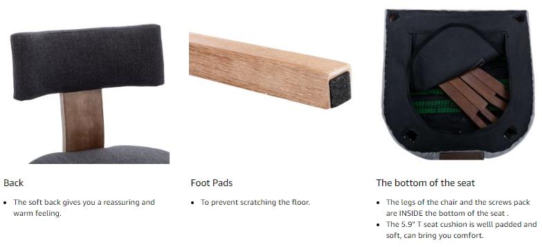 CHAIRUS Dining Chairs Set of 2,Mid-Century Modern Linen Padded Dining Chairs with Wood Legs, Modern Upholstered Fabric Dining Room Chair,Living Room Bedroom Outdoor Lounge Chair, Curved Backrest Kitchen Chairs, Beige