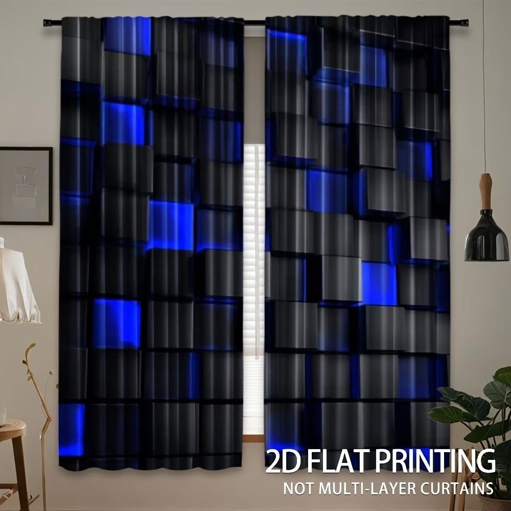 Modern Geometric Cube Pattern Half-Blackout Curtains, Light Filtering, & Polyester, Bedroom Living Room Office, Easy Rod Pocket Design