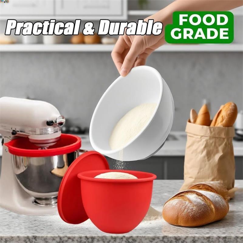 5qt Silicone Mixing Bowl with Reusable Spout and Lid, Dishwasher & Microwave Safe, Non-Stick Easy Clean Design, Compatible with Stand Mixers, Kitchen Bowls