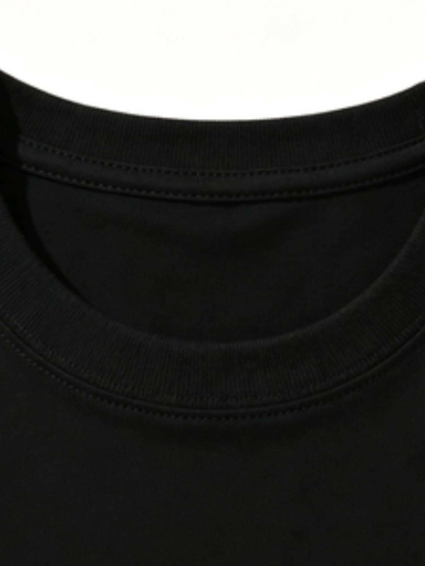 Gallery Dept. Letter Print Short Sleeve T-Shirt, High Street Fashion, Left Chest Simple Logo Design, Men's Daily Wear
