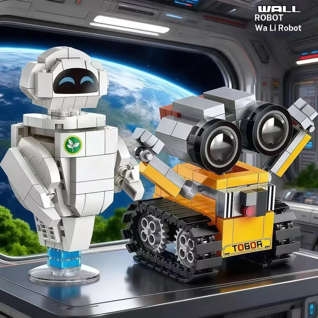 2-Pack New Edition Cute Mini Robot Building Blocks 3D Model Kit, Healing Adorable Toy Decor for Desk, Birthday Gift Idea