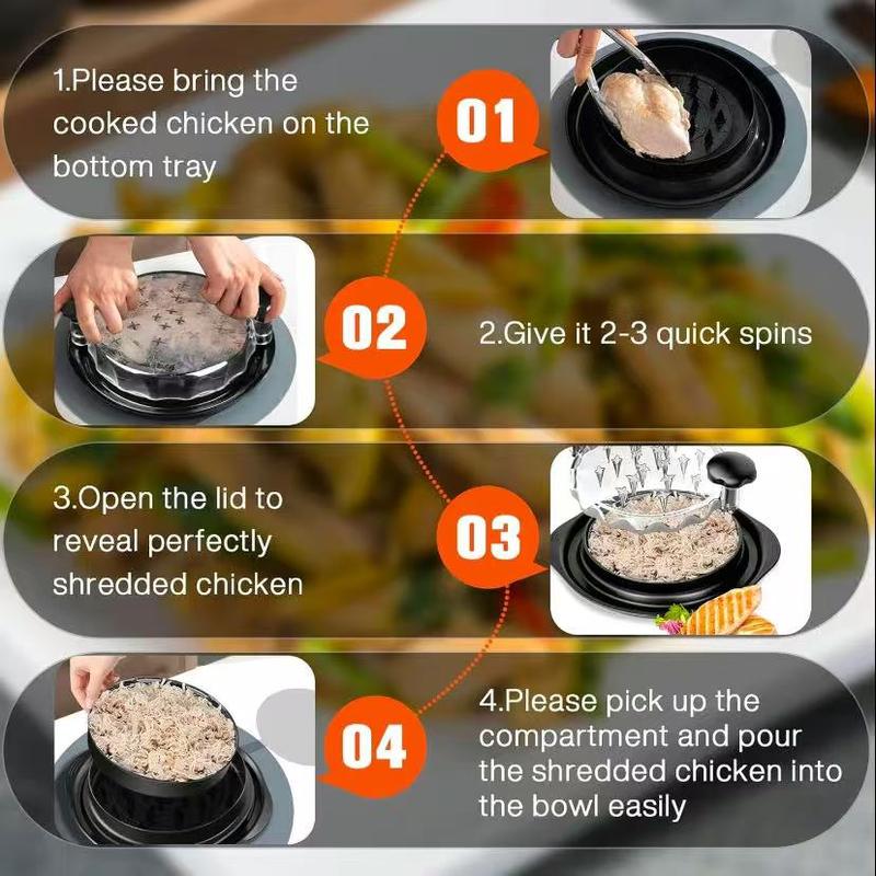 Large Chicken Breast Shredder Tool, Food Chicken Shredder, Visible Lid Meat Grinder, Anti-Slip Strip, Ergonomic Handle, BPA Free, Perfect Utensils for Pork,Beef,Chicken,Kitchen Gadgets