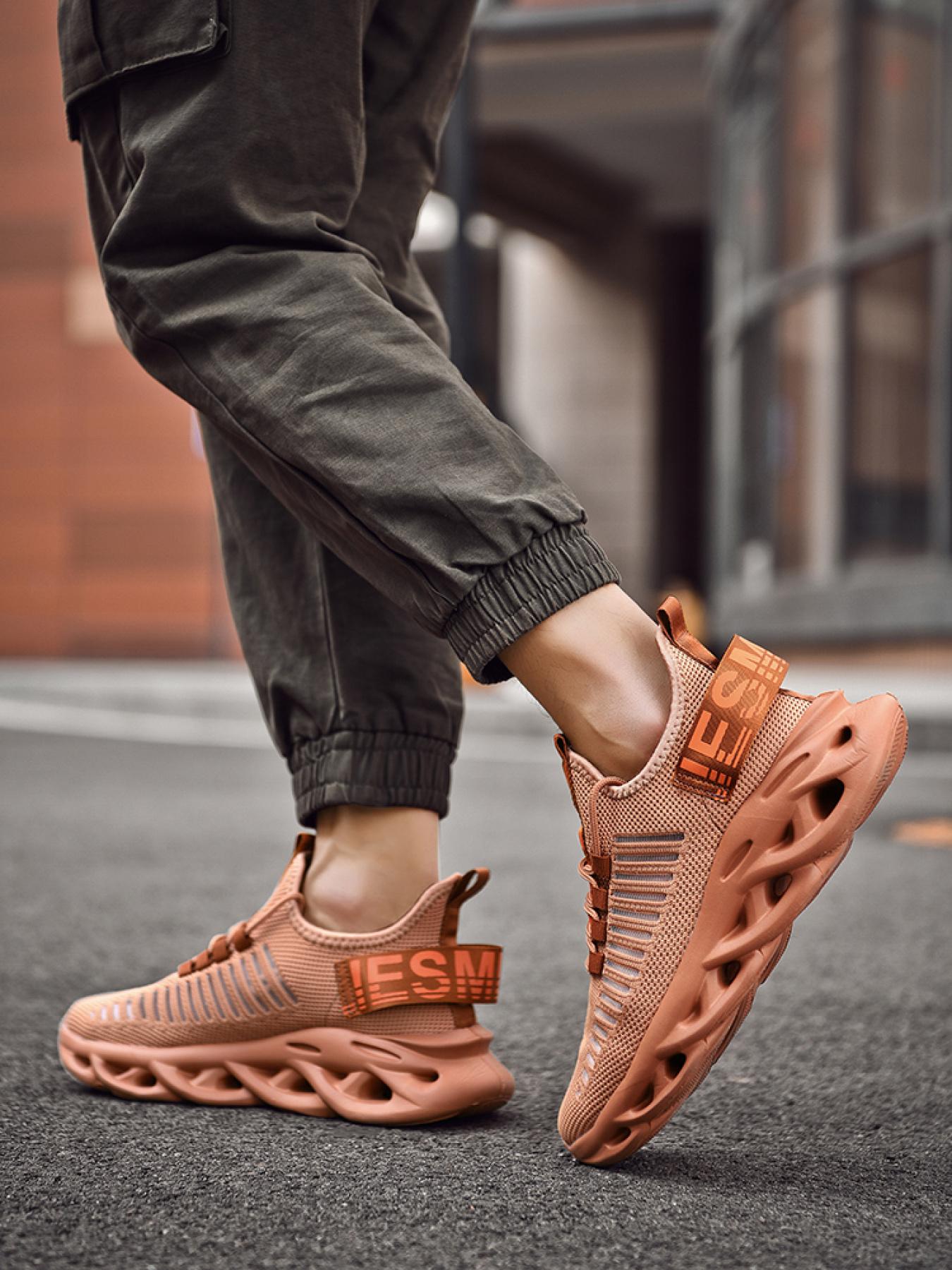 Men's Letter Strap Trend Shoes: Unique Blade-Sole, Daily/Running Dual-Use Casual Shoes