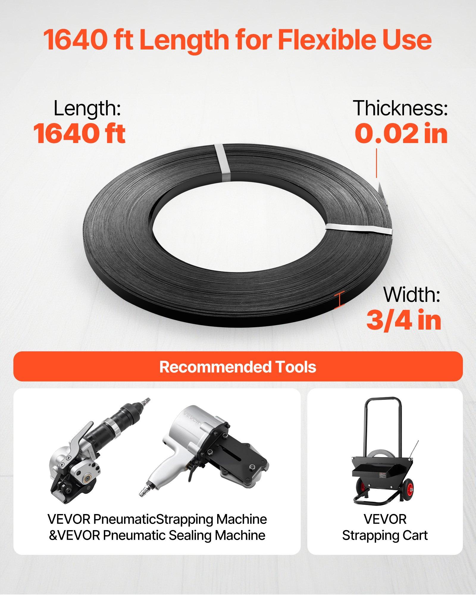 Steel Strapping Coil, 3/4 inx 0.02 inx 1640 ft, Metal Strapping Banding Roll Withstands Harsh Environment, 1700 lbs Break Strength, Heavy Duty Banding Pallet Strap Coil for Pallet Packing