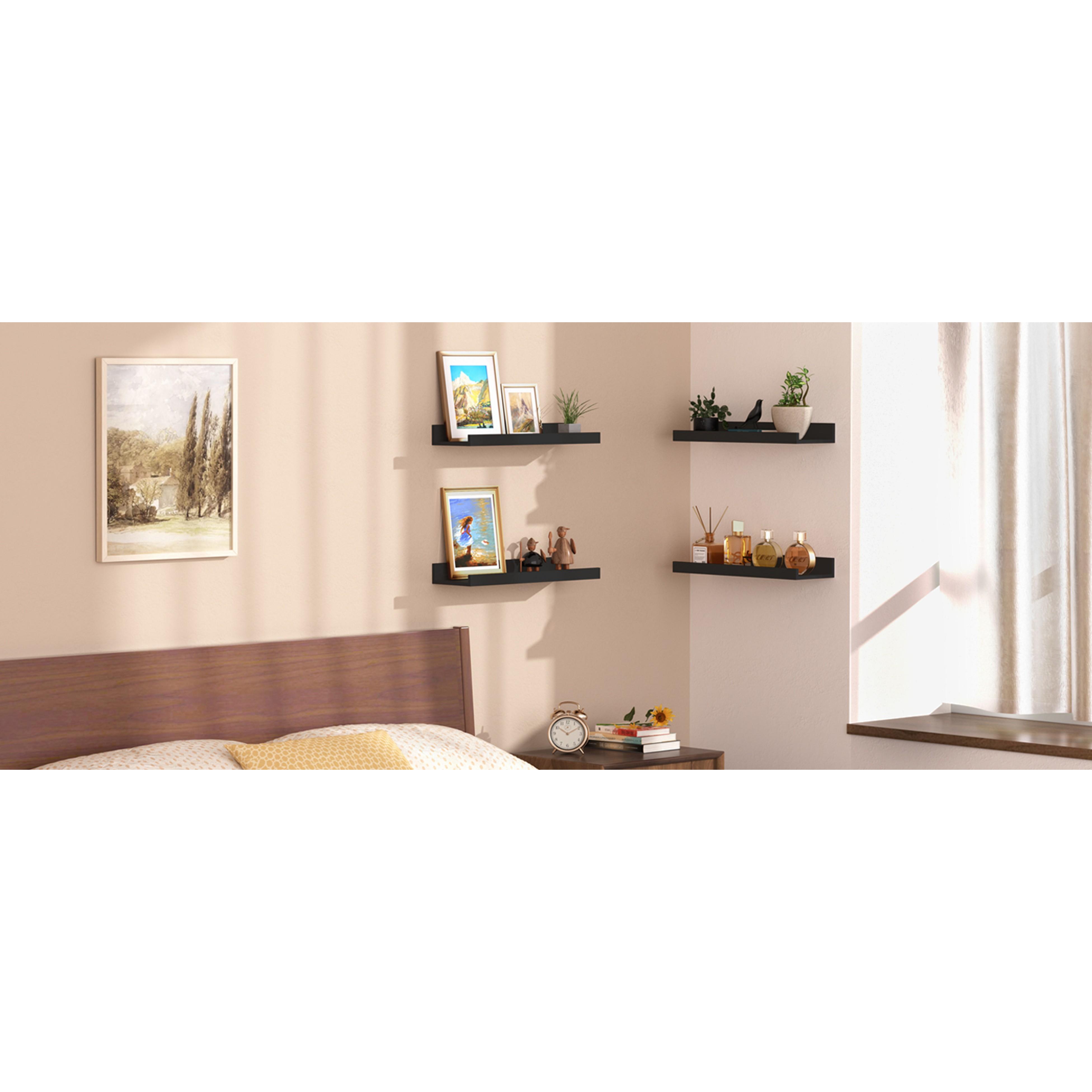 Floating Shelves for Wall, Wall Shelves for Decor Storage Set of 6, Wall Mounted Wood Shelf for Bedroom, Living Room, Bathroom, Kitchen, Picture Ledge Shelf, White