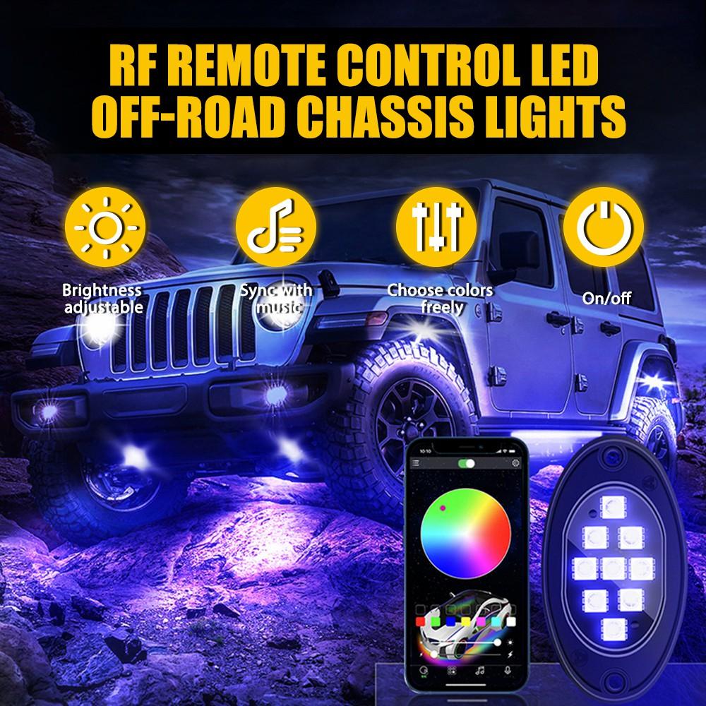 Multicolor RGB Rock Lights, 20 Pods Multicolor RGB LED Rock Lights Kit Offroad Truck Underbody Neon , Bluetooth APP/Remote Control, Flashing Music Mode Wheel Well Light, For Pickup Truck ATV UTV RZR SUV