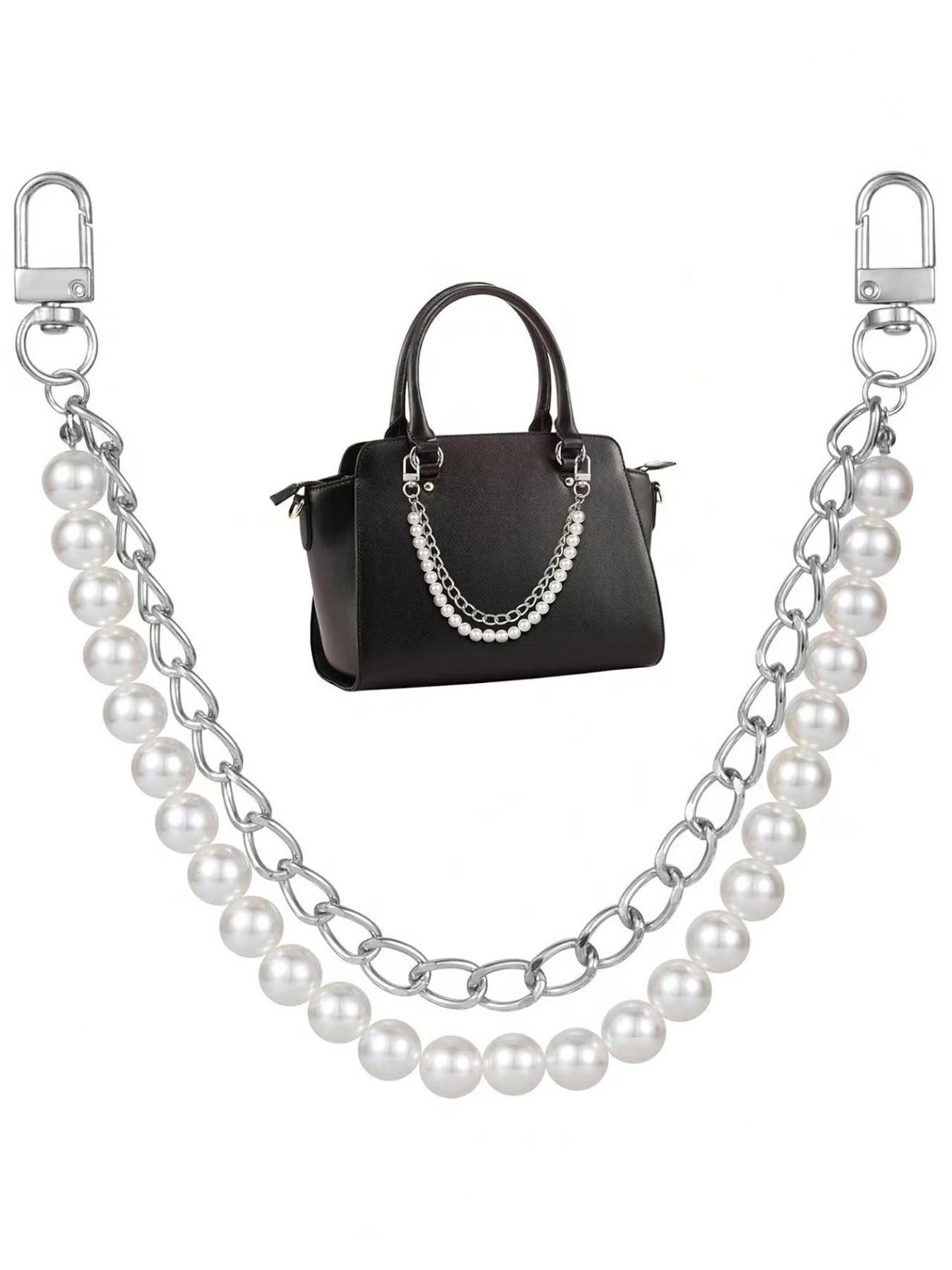 Gentle, delicate, elegant, textured pearl chain with double layered structure design and chain decoration, possessing a sense of hierarchy, widely used, convenient to carry, can be used as bag decoration, Elegant chain handbag