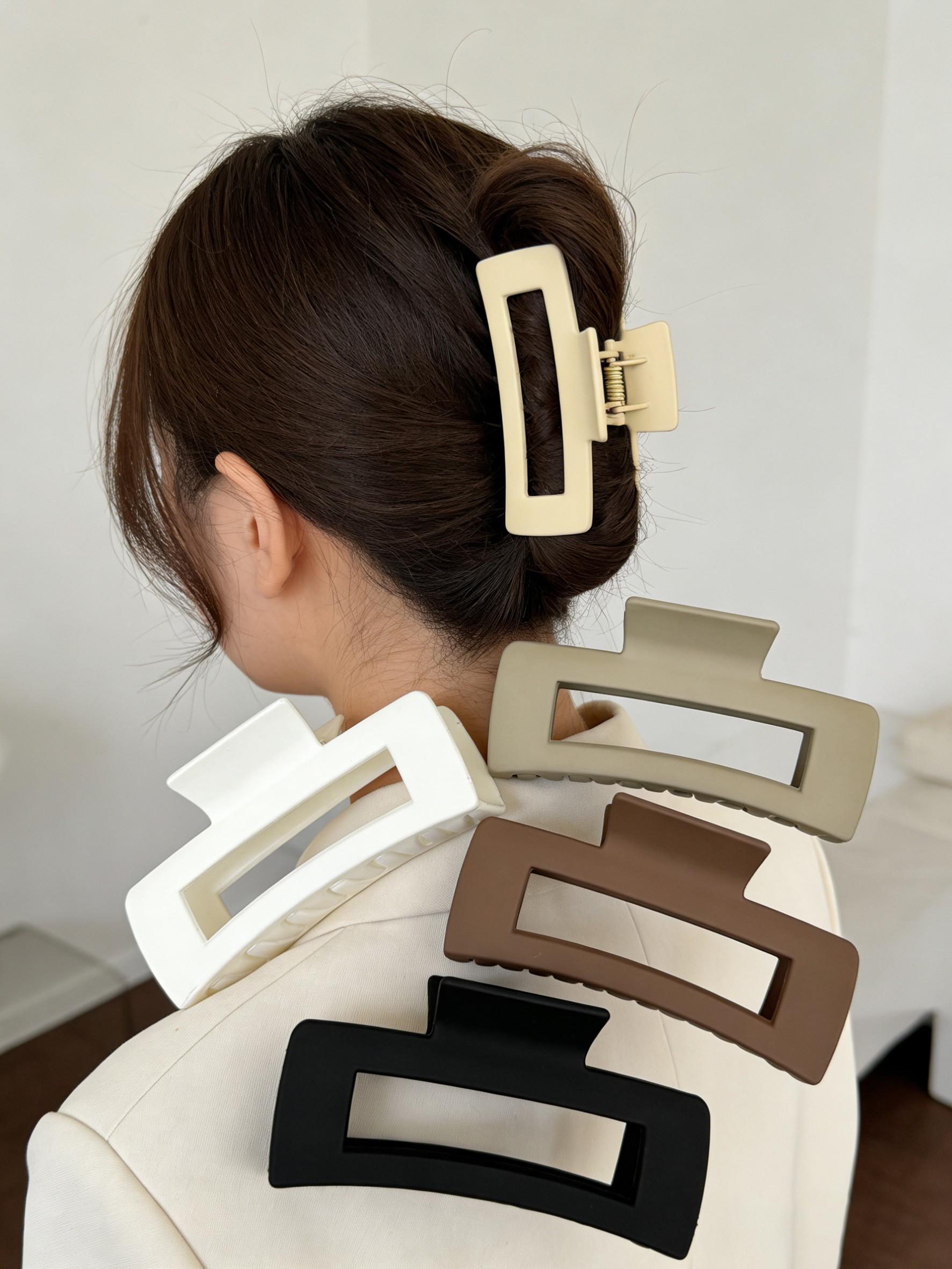 Women's Hair Clips Set (4 Pcs/set), Versatile Solid Colors, Fashionable Accessories for Daily Wear, Casual Events, Travel