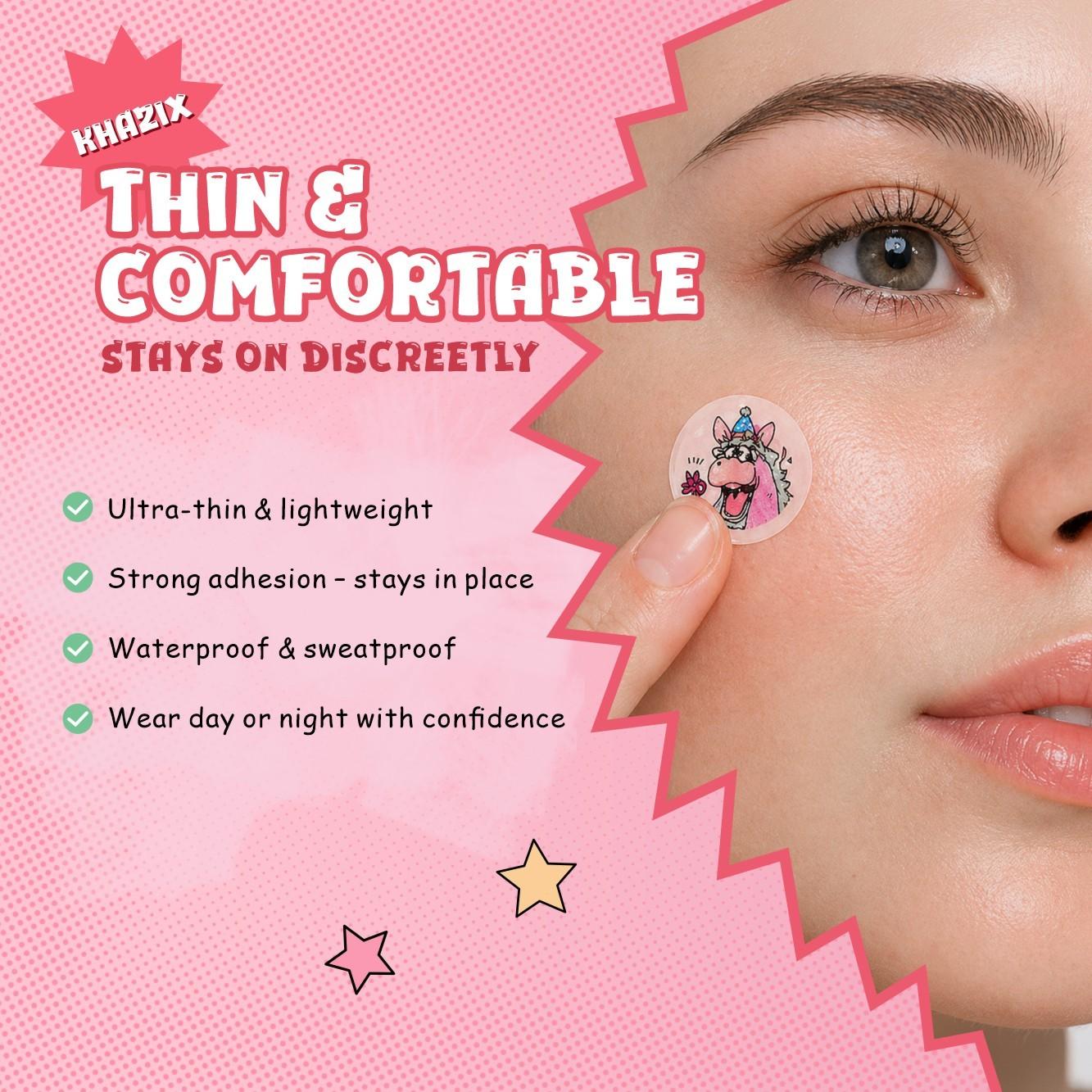 Cute Pimple Patch, Non-Irritating Makeup Covering Patch, Breathable, Daily Facial Care, Portable, Travel & Party Essential