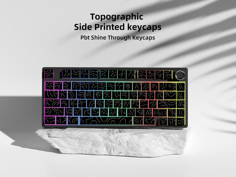 Minimalist Theme Side Engraved Translucent Keycap, Full Five Sided Heat Sublimation Keycap, Keyboard Accessories for Gaming
