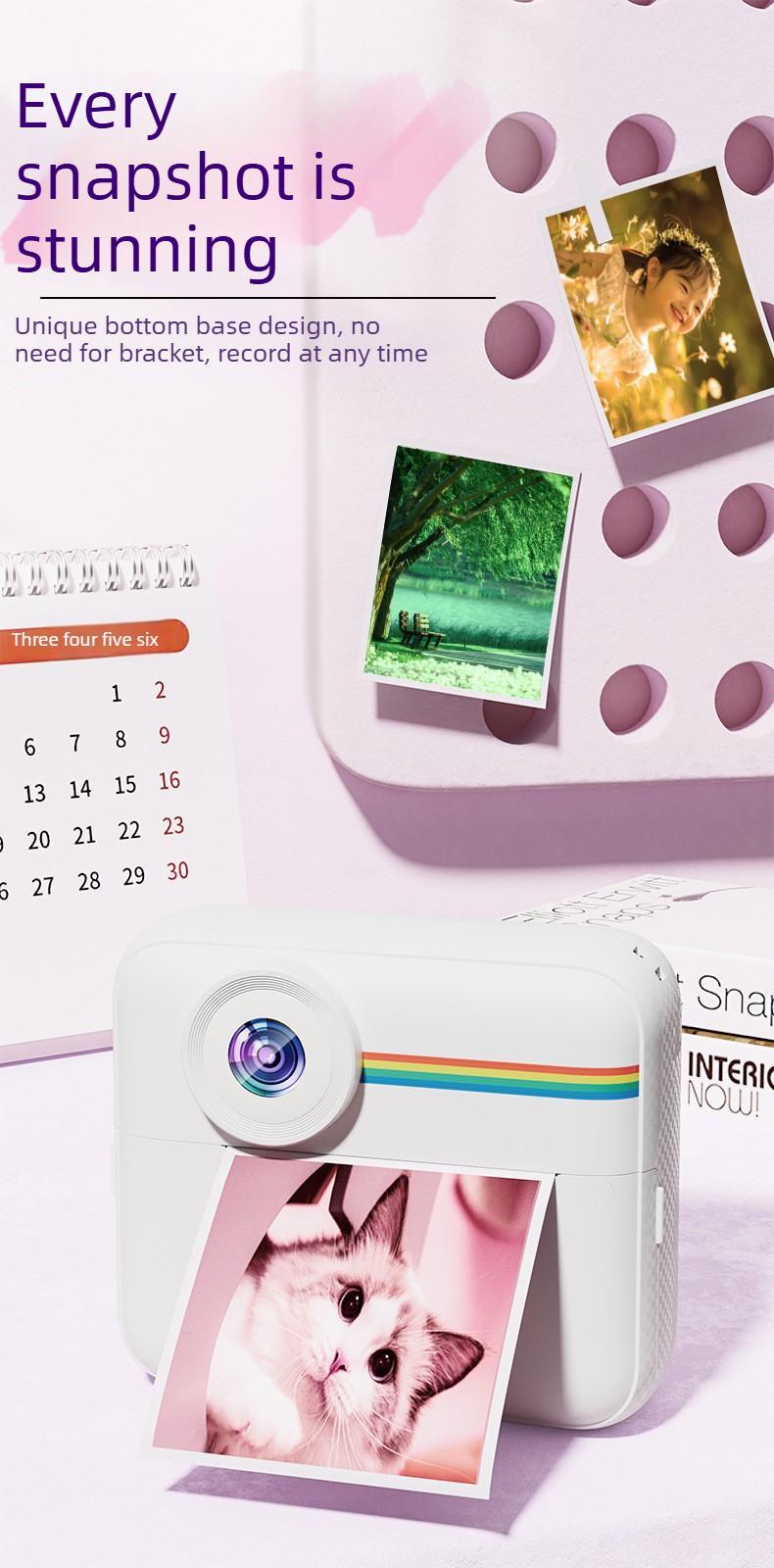 Kids Instant Print Digital Camera, Shoot & Print Instant Color Photos, Cute Photography Toy Perfect Birthday Gift for Little Girls#