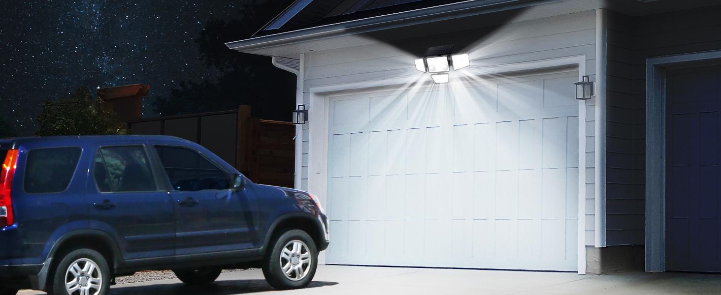 LYWALT Solar Motion Sensor Lights-4 Heads 3000LM, IP65Waterproof, 270°Wide Angle Lighting Security Light for Yard, Garage, Porch, Pool,Garden,Barn,Patio,Thanksgiving home decor,Holiday Haul,Christmas gifts