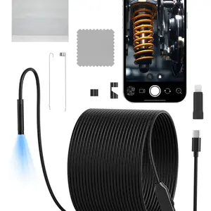 Industrial Endoscope Camera with LED Lights, 5.5mm Inspection Camera, Diagnostic Tool, Semi-Rigid Snake Cable, Compatible with iPhone/android Type-C Port