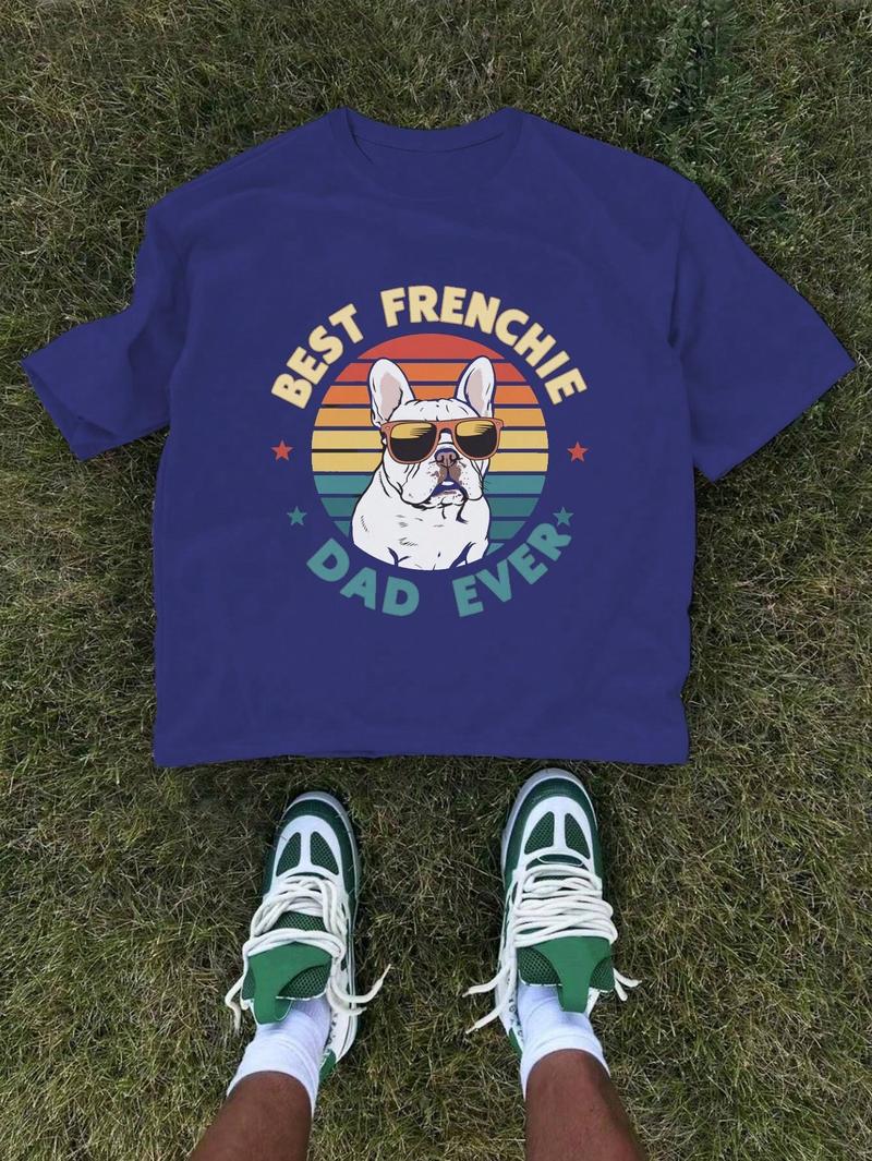 French Bulldog Sunglasses BEST FRENCHIE Pure Cotton Men's T-Shirt Comfort Fit