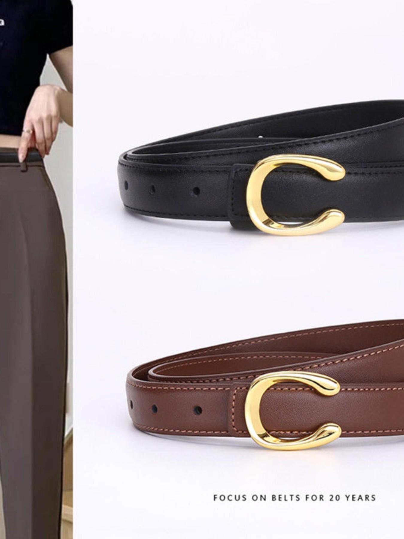 Women's Vintage Belt, High-End Casual Denim Jeans Belt, Versatile Simple Trendy Leather Belt for All Seasons