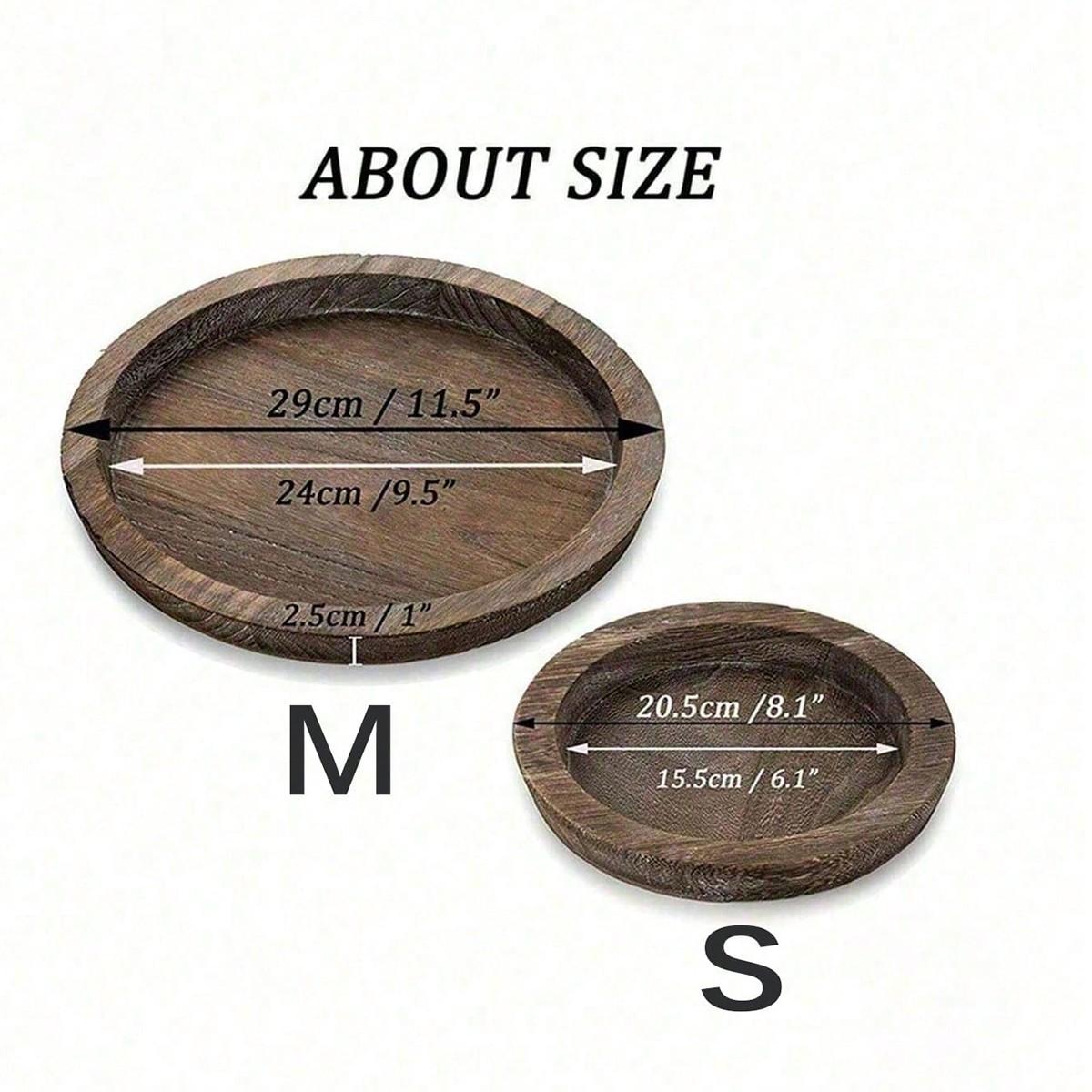 Multifunctional Wooden Tray, Decorative Round Jewelry Storage Tray for Bathroom Vanity, Rustic Farmhouse Coffee Table Decoration