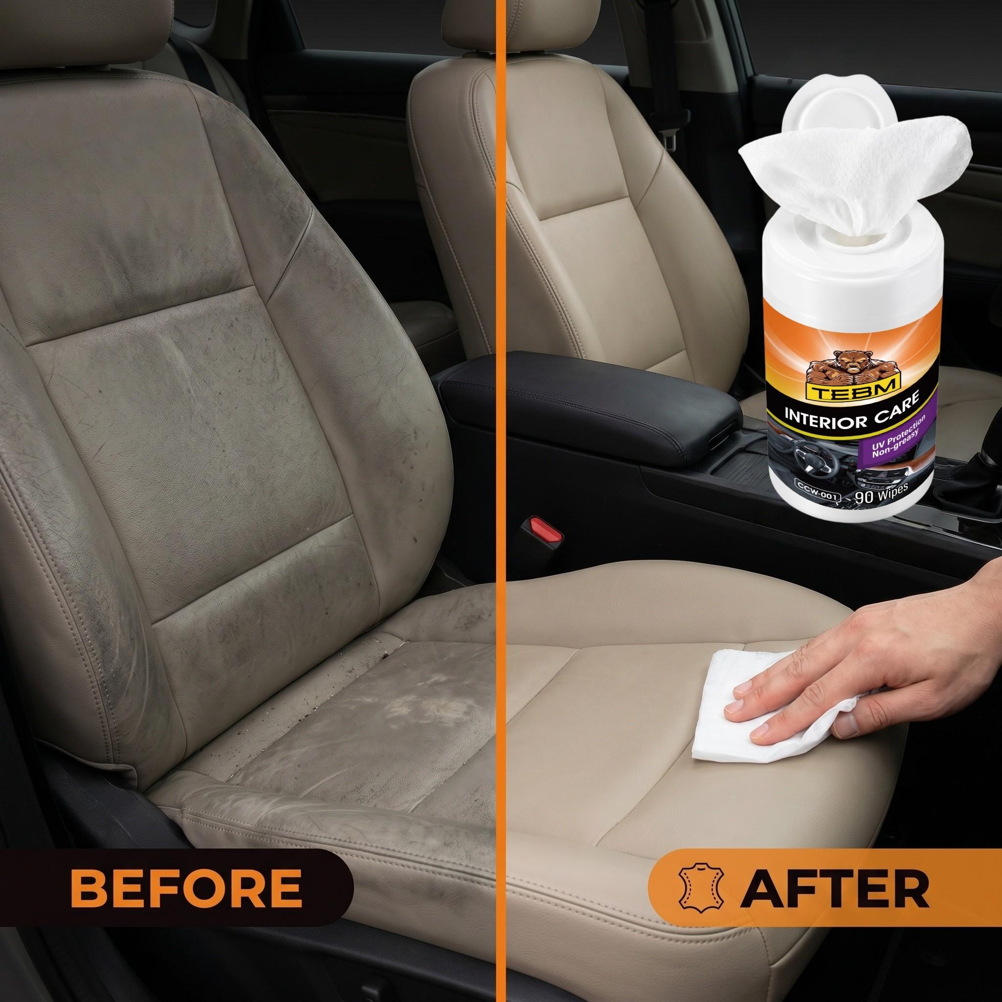 Car Wet Wipes, Car Interior Wipes for Seat, Dashboard, Door Decor, Sofa, Bag, Moisturizing Care Cloth, Leather Care, 90 Wipes, Automotive Accessories