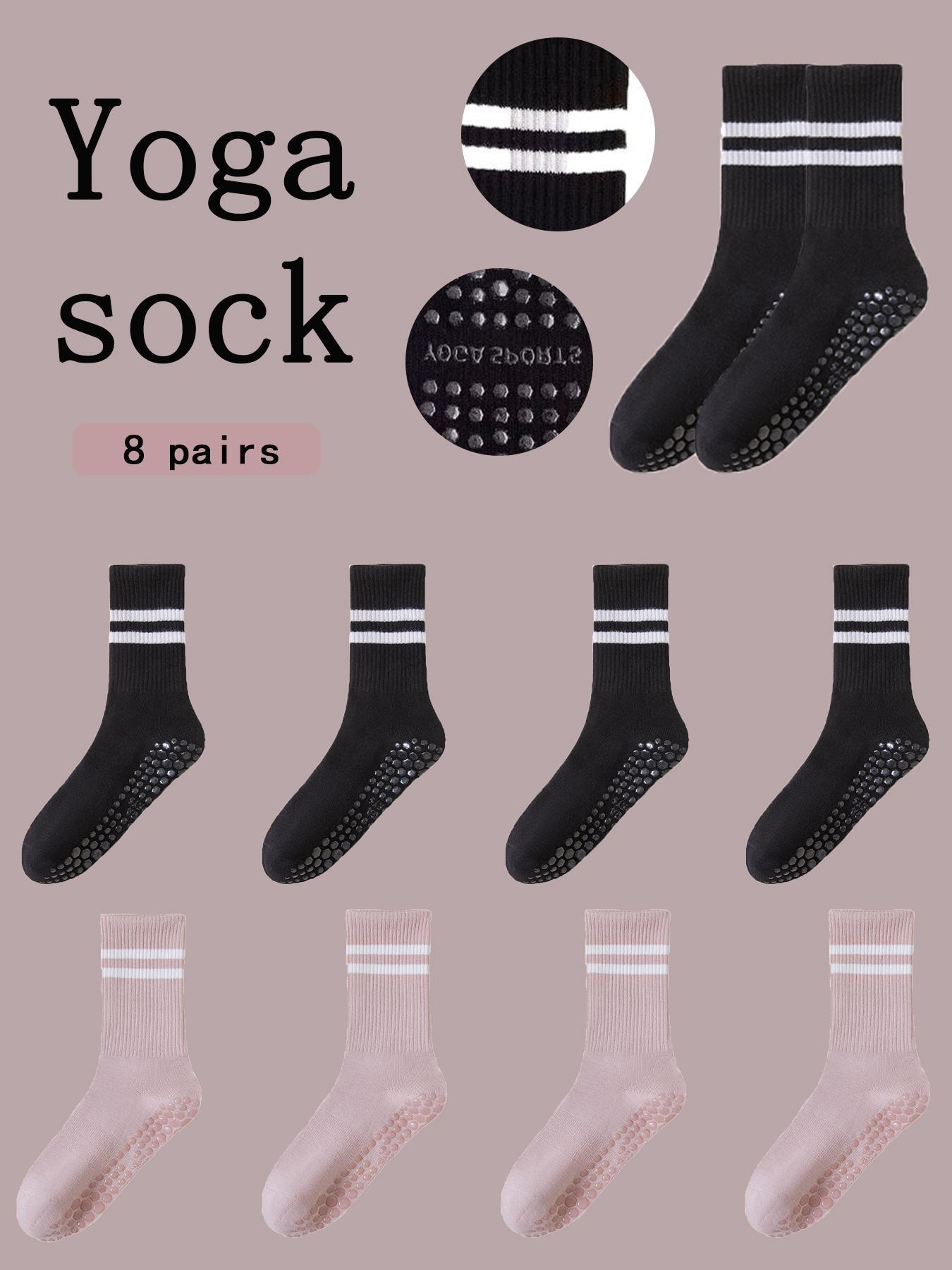 8 Pairs Women Yoga Socks Skipping Rope Sports Socks Ballet Socks Pilates Socks Anti-slip Floor Socks Parallel Bars Mid-tube Socks