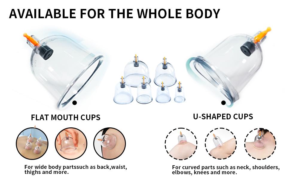 6 in 1 Household Cupping Therapy Set Vacuum Suction Cup Pump ABS Thick, Professional Vacuum Cupping Set for Cellulite Reduction Muscle Pain Relief with Manual Pump