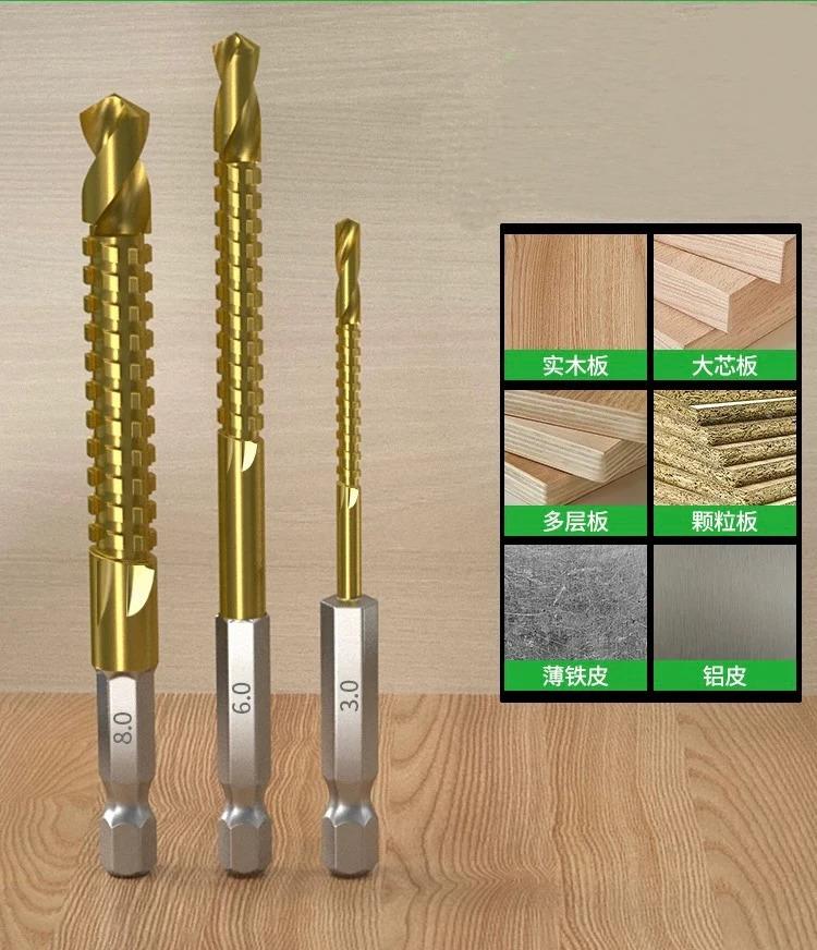 Pagoda Drill Bit Combination Triangular Handle Hss Step Drill Bits Set Woodworking Pull Drill Bit