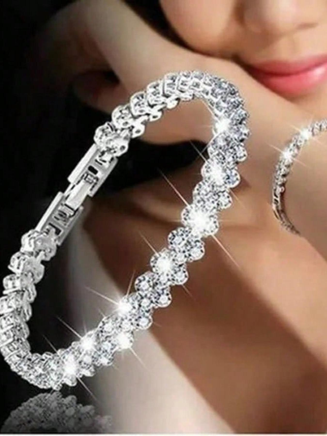 Roman Crystal Heart Rhinestone Bracelet Set, Elegant Design, Comfortable Fit, Perfect Gift for Sisters & Mothers, Ideal for Special Occasions, Exquisite Bracelet