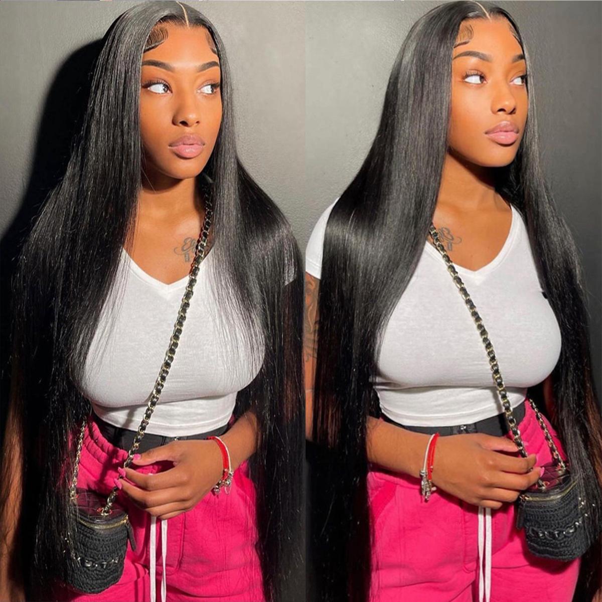 Brazilian 13x6 Lace Front Wigs Human Hair Straight For Women Pre Plucked 13x6 HD Transparent Lace Frontal Wig Natural Hair Line 180% Density TikTokShopBlackFriday