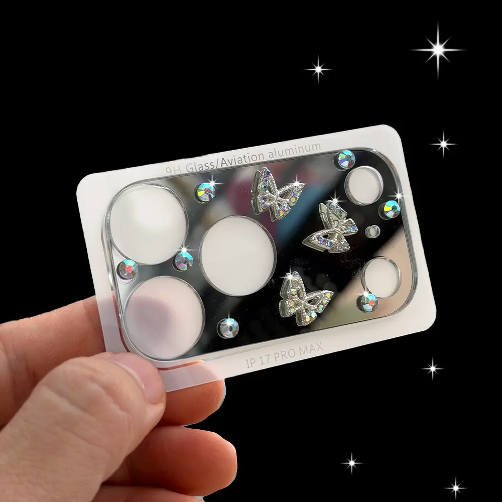 Cute Star Mirror Camera Lens Protectorfor iPhone 18 17 Pro Max Pearl 3D Diamond Camera Cover Film Cellphone Accessories