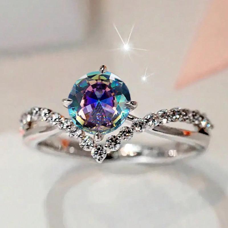 Minimalist Zircon Couple Ring, Sparkly Chevron V Shape Wedding Band, Four-Prong Cubic Zirconia Promise Ring, Stackable Engagement Ring for Women, Elegant Everyday Jewelry Gift for Wedding, Anniversary, Valentine's Day, Daily Wear