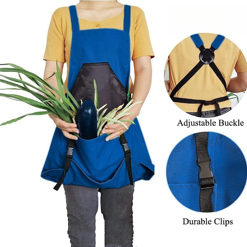 Garden Apron with Large Front Pocket & Harvest Bag, 1 Count Large Capacity Gardening Apron, Tool Organizer, Gardening Pick Bag, Gift for Father & Mother
