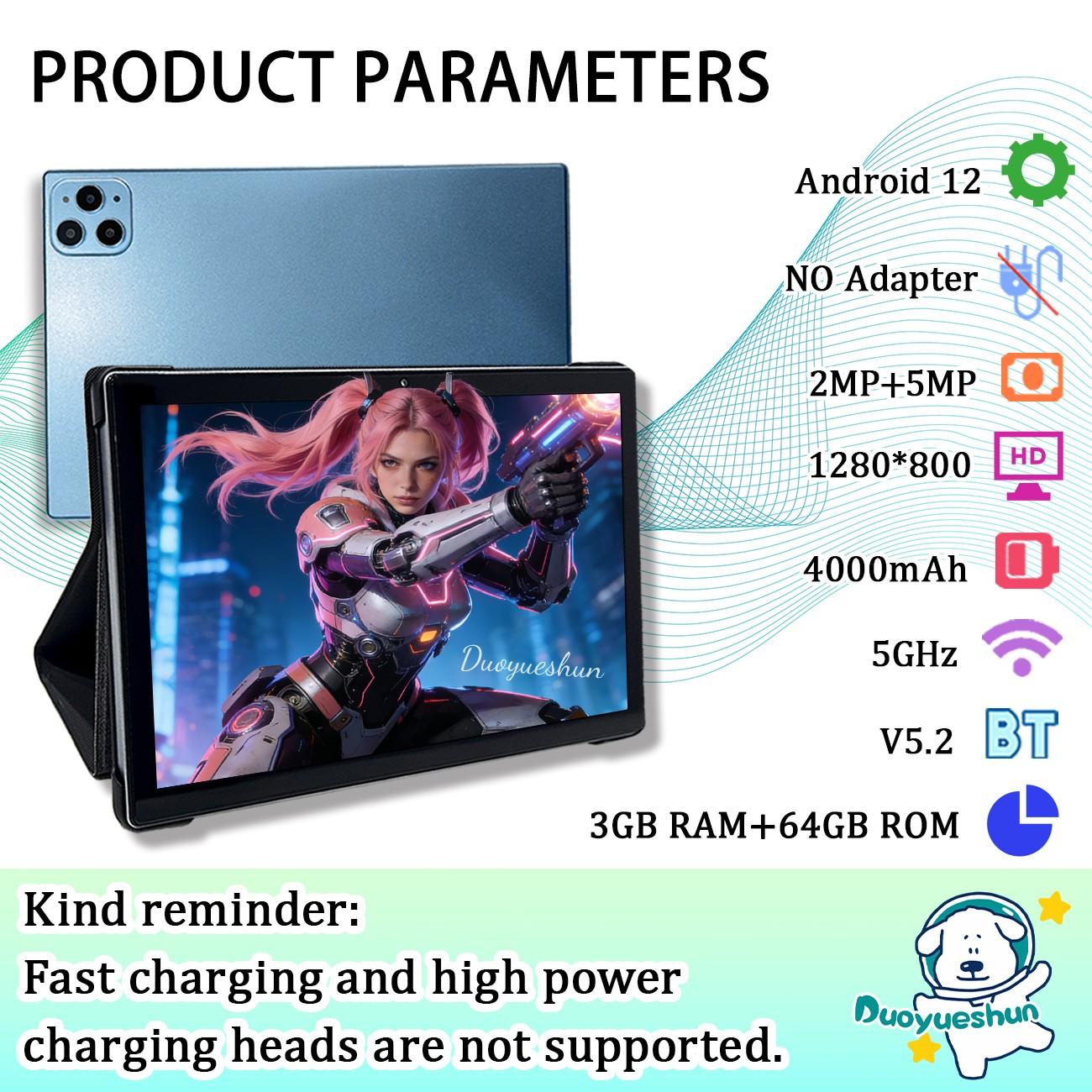 Spring New 10.1-Inch Adult Tablet Bundle | 2-in-1 Laptop / Gaming Tablet | 5G WiFi HD Screen Dual Camera | Shockproof Case + Free Headphone Mouse Keyboard | Office & Learning Tablet | Educational & Entertainment Device | For Men & Women - Blue/Pink