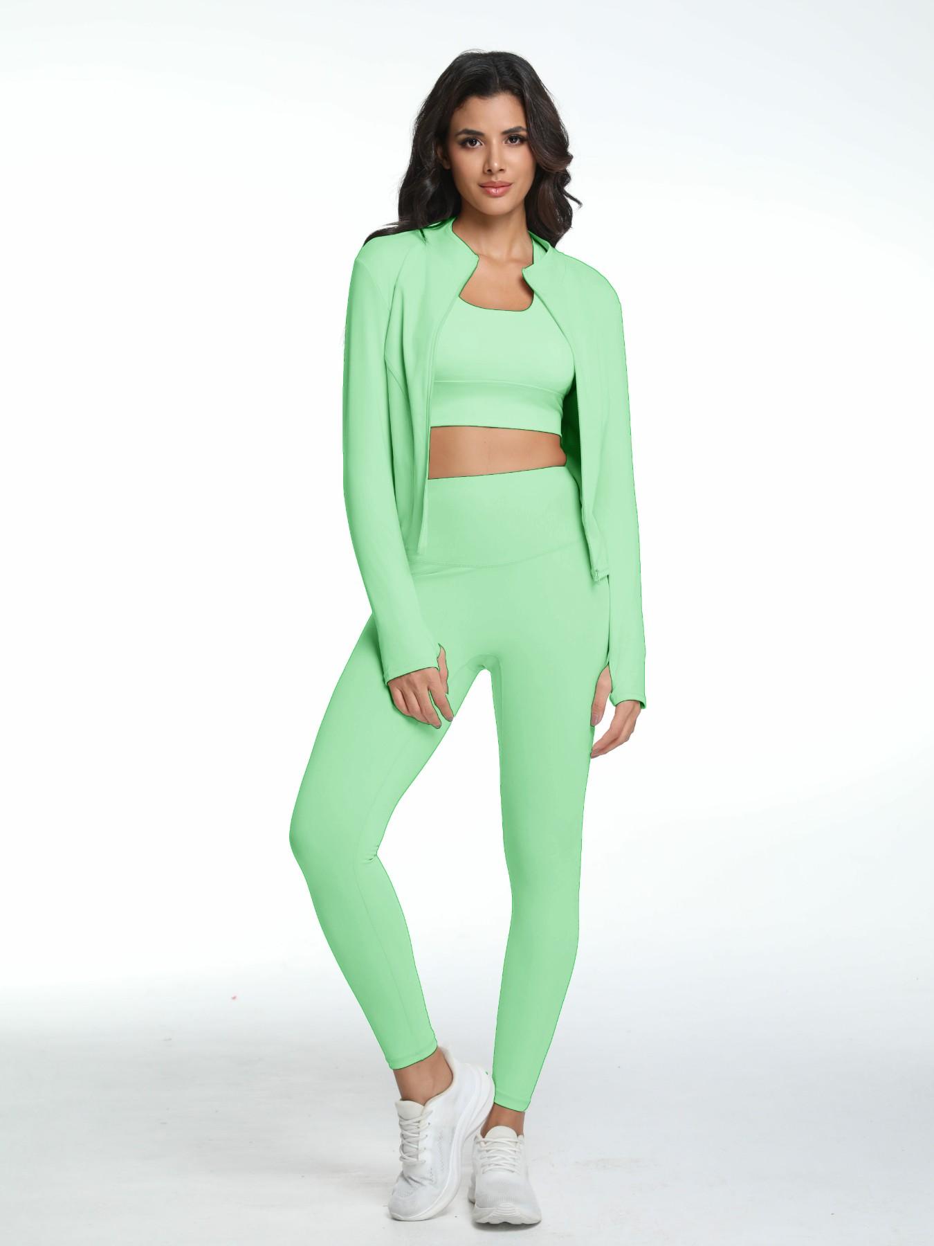 Women's Two-Piece Sportswear Set, Zipper Long Sleeve & Slim Fit Design, Ideal for Yoga, Casual Outdoor, Fitness & Gym Wear, Sporty Style Outfits