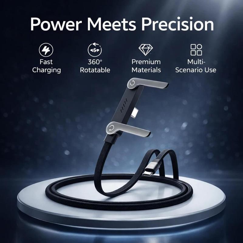 Invisible Charging Cable with Stand, 240w Braided Fast Charger, Type-C Interface, Foldable Phone Holder, for Smartphones and Tablets