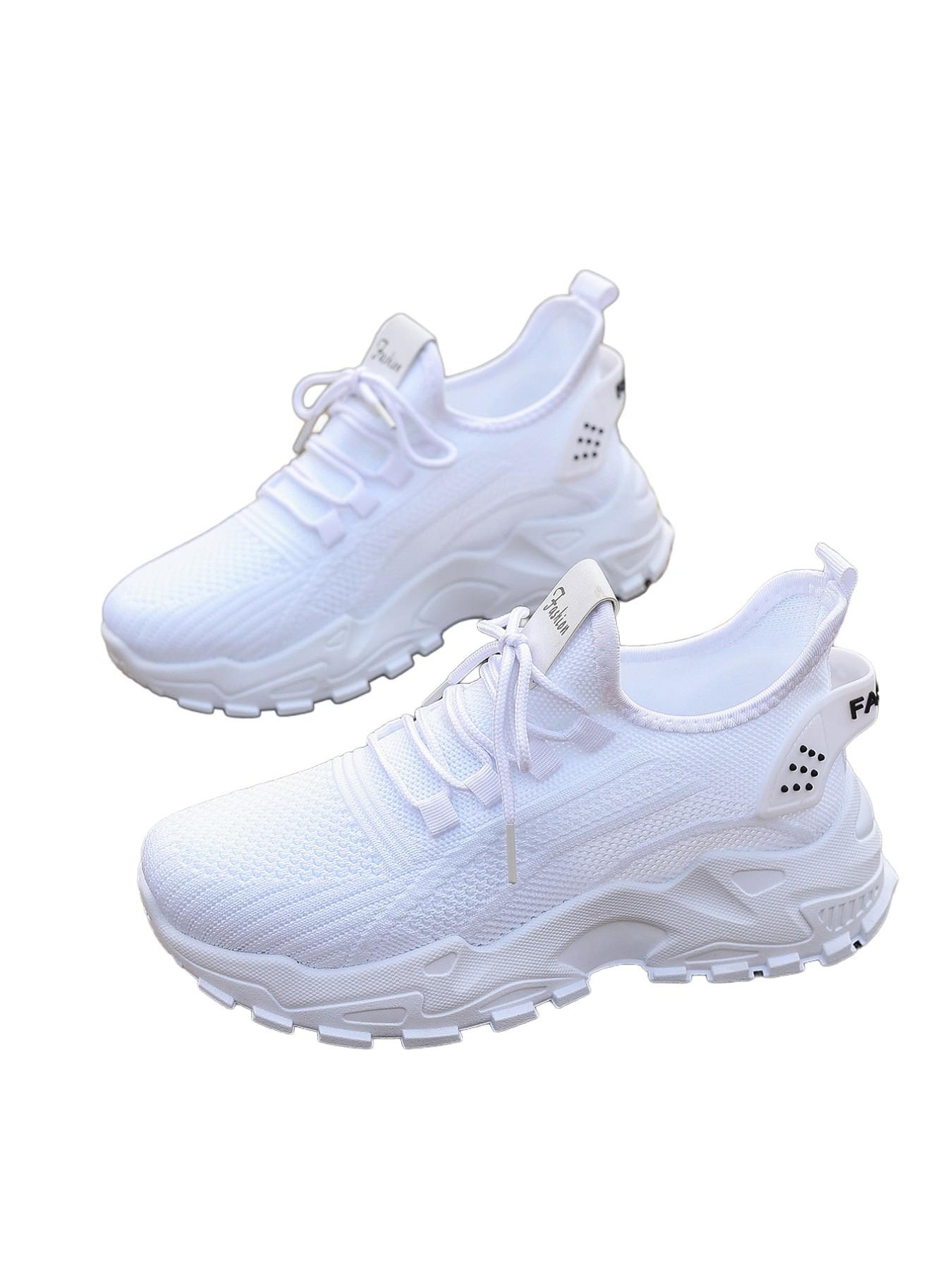 Women’s FA Chunky Sole Knit Sneakers – Lightweight & Slip-Resistant, Ultra Comfortable for Walking & Travel, Trendy White Athletic Shoes for Teens, Students & Young Adults – Perfect for School, Shopping & Casual Outings