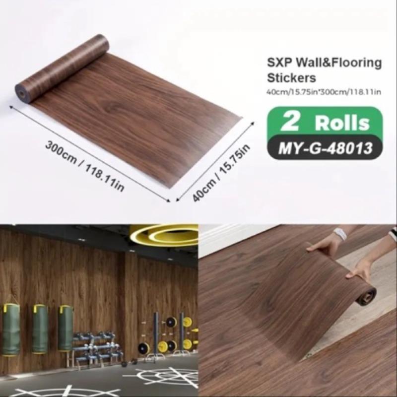 2 Rolls SXP Self-Adhesive Wall Floor Tiles, Peel and Stick 15.75"X118" Vinyl, Aluminum Foil Backing, Modern Wood Grain and Marble Pattern, 30 Colors Available, Home Decor, Easy to Apply Wall Film, Suitable for All Indoor Spaces