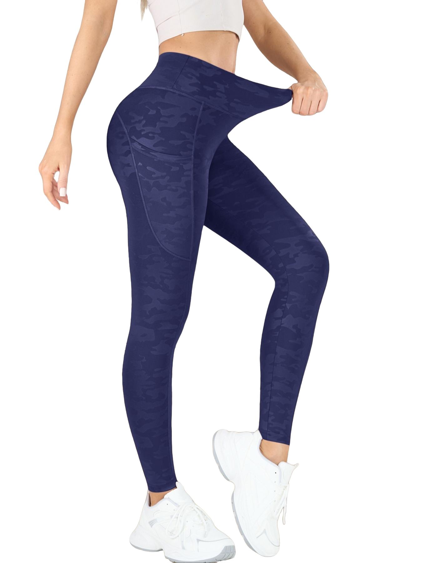 4PCS Women's Camo Print High Waist Sports Leggings, Breathable Comfortable Skinny Pants with Pockets, Ladies Sportswear for Indoor Outdoor Wear, Side Pocket Leggings