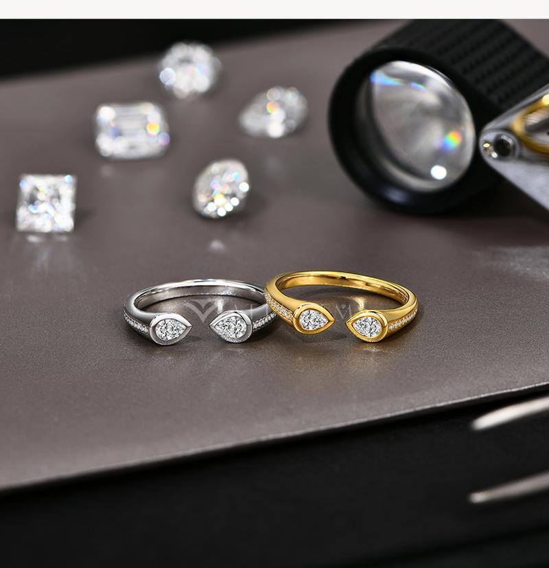 Simple Design 4*3mm Pear Cut Synthetic Moissanite ring Daily Wear Beautiful Jewelry R150