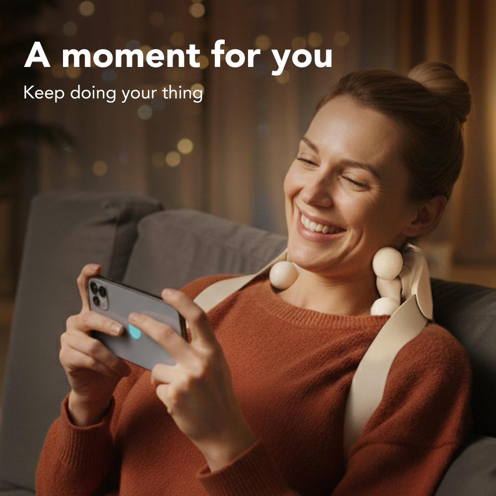 Neck Massager with Heat – Deep Tissue Shiatsu, Cordless & Portable, Pain Relief for Neck & Shoulders –Perfect Gift