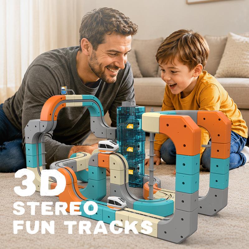 75PCS/106PCS Automatic Elevator Anti-Gravity Track Train Building Blocks, Model Building Kits, Building Set, DIY Assemble STEM Educational Construction Toy, Indoor Parent-Child Play Travel Birthday Christmas Gift for Kids Ages 3+, With Portable Gift Box