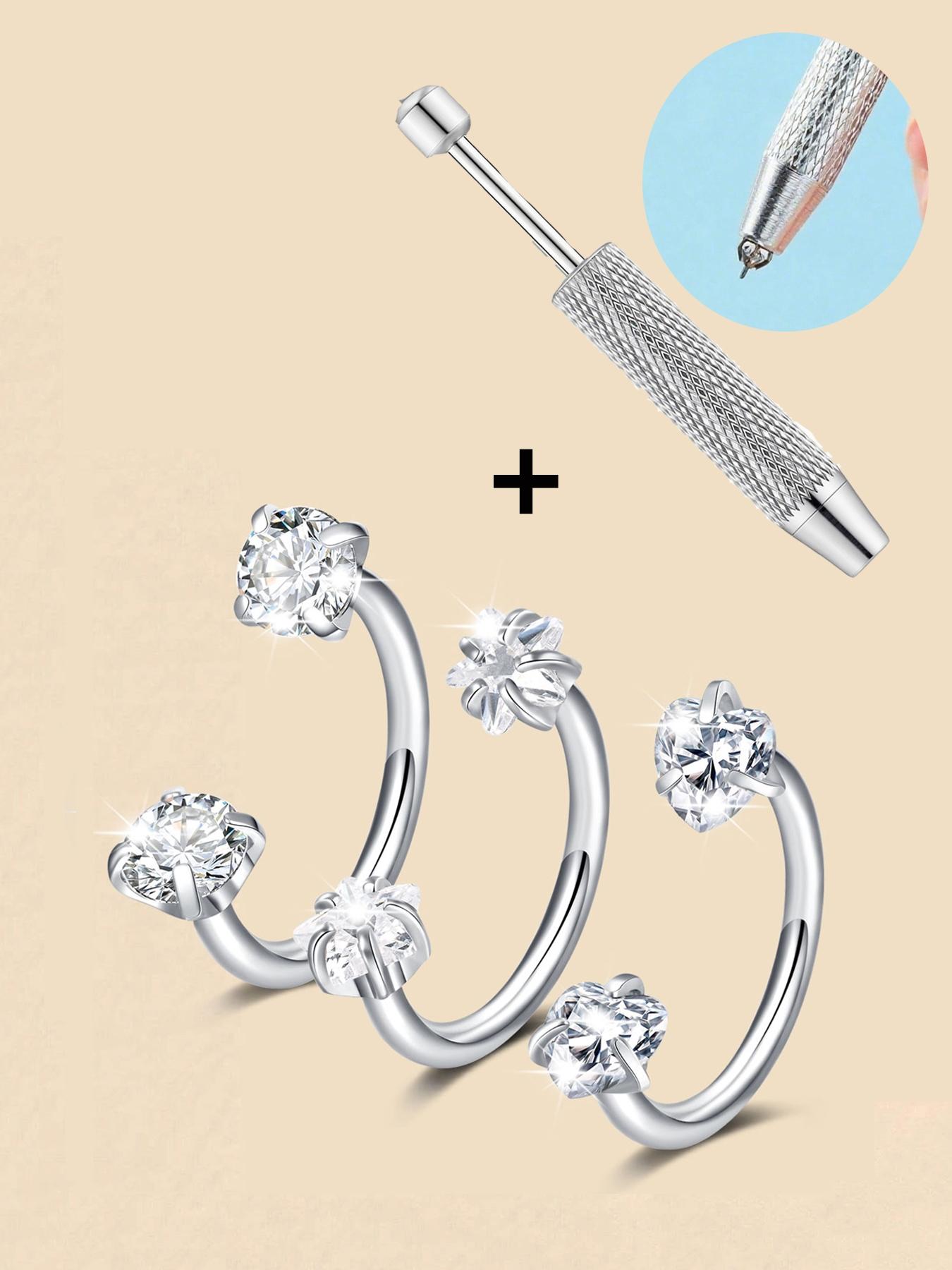 Stainless Steel CZ-Inlaid Nose Ring for Women and Men, Fashion Body Jewelry for Parties and Everyday Wear, Trendy Versatile Style, Exquisite Jewelry Gift