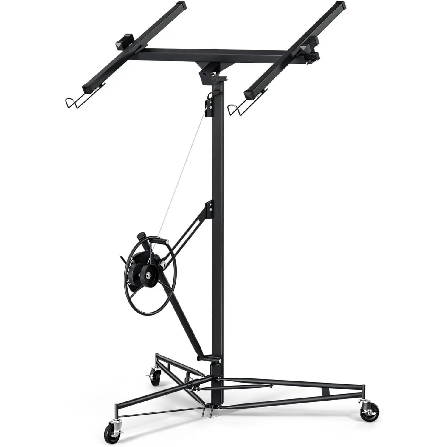 Garvee 11 FT Heavy-Duty Drywall Lifter with 150 lbs Cap., Metal Frame, 3 Locking Wheels, 360° Adjustable Telescopic Arm & 150 Lbs Capacity Sheetrock Panel Jack Lift