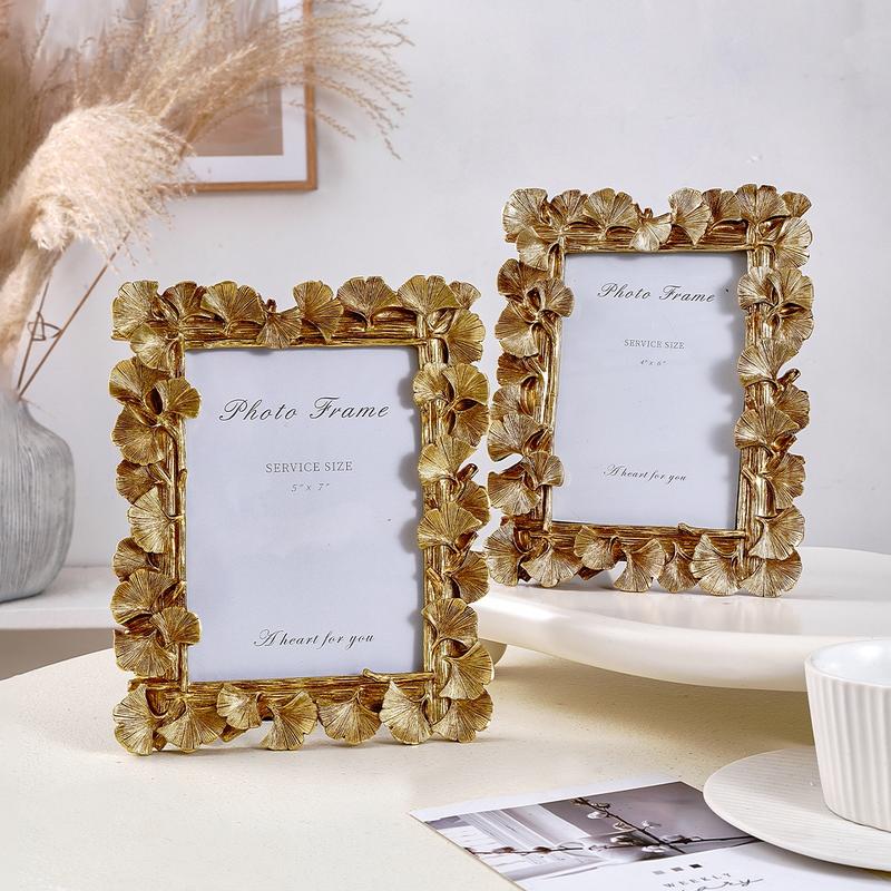 Elegant European Vintage Maple Leaf Frame, Versatile Horizontal & Vertical Use, Includes Random Inner Paper, Perfect Home Decor, Gold Plated Frame