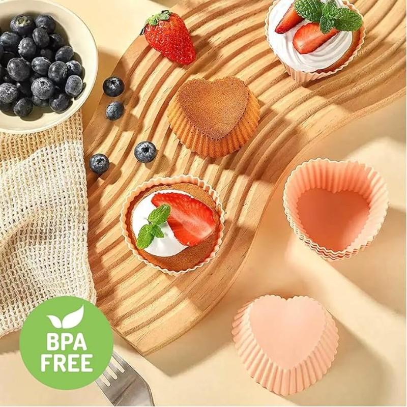 20pcs Reusable Silicone Cupcake Molds, Non-Stick Baking Mold for Paper Cupcakes, Kids Snacks, Pancakes, Dishwasher Safe, Food Grade