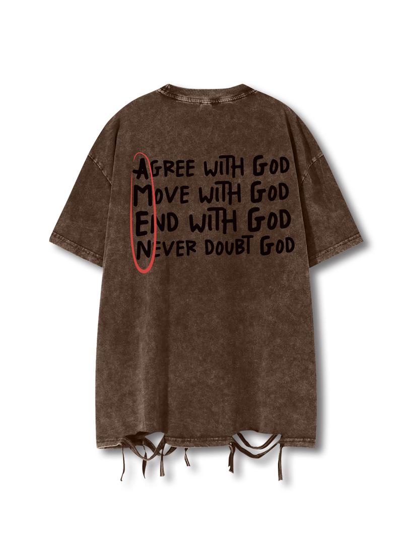 Unisex Men's Letter Print Short Sleeve Graphic Tee, Vintage Trendy Casual Double-sided Printed T-shirt for Daily Wear, Menswear for All Seasons, Top