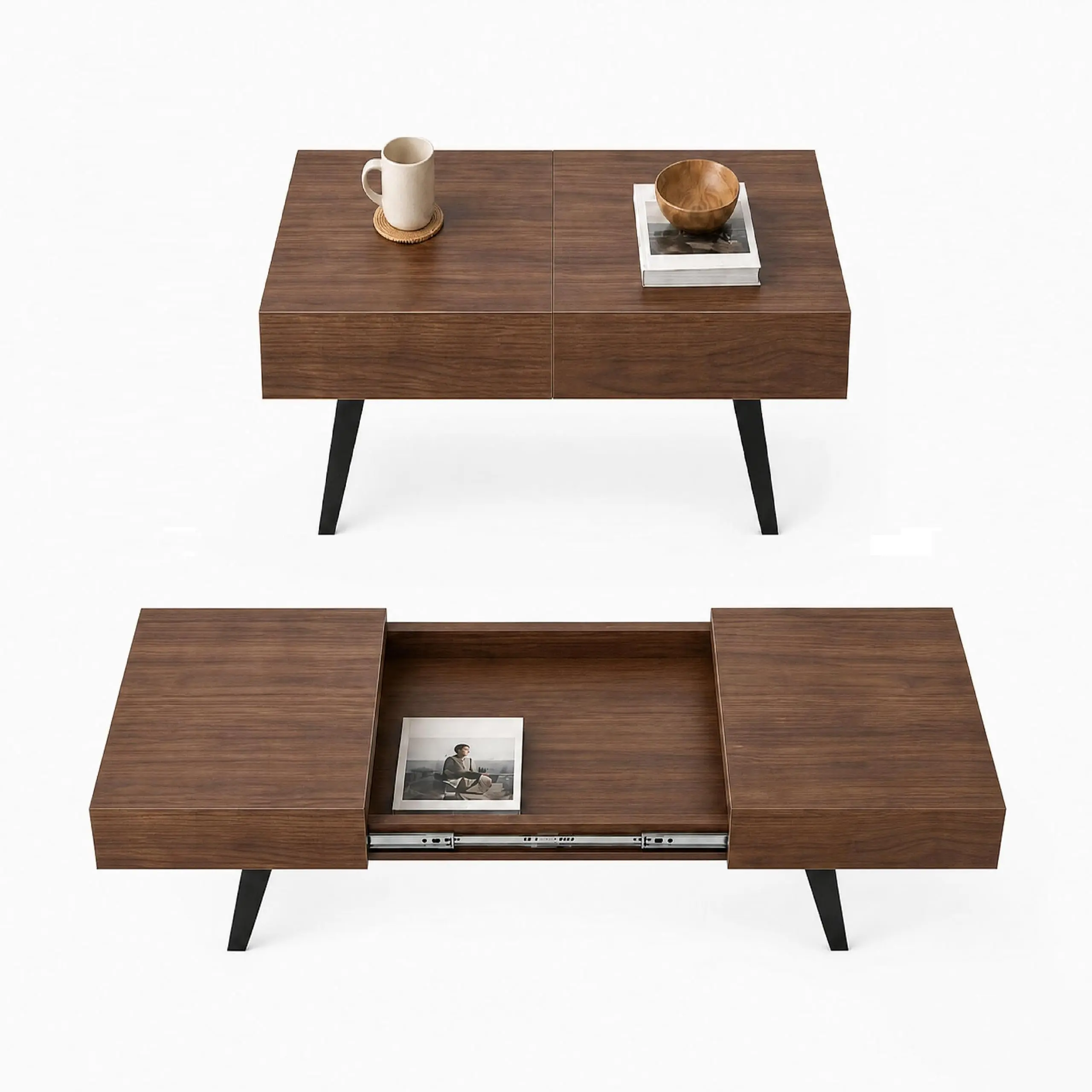 Garvee 31"-58" Extendable Coffee Table with 2 Hidden Storage