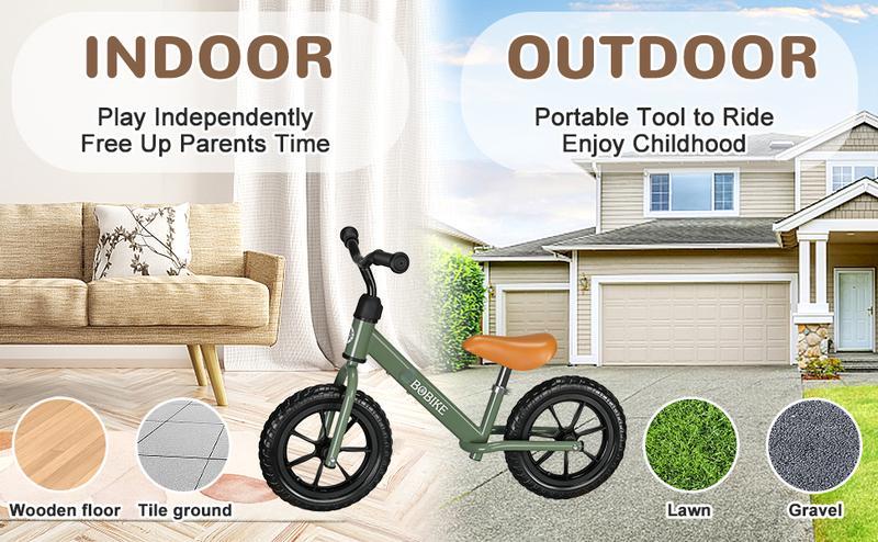 Bobike Toddler Balance Bike Toys for 2 to 5 Year Old Girls Boys Adjustable Seat and Handlebar No-Pedal Training Bike Best Gifts for Kids